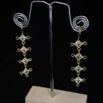 White Polki Stone Diamond Shape Ear Hangings, Set of 1 Pair