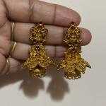 Matt Finish Lakshmi Kasu earrings with double butta