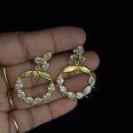 Polki Stone Two-In-One Chandbali Earrings, Colours available, Set of 1 Pair