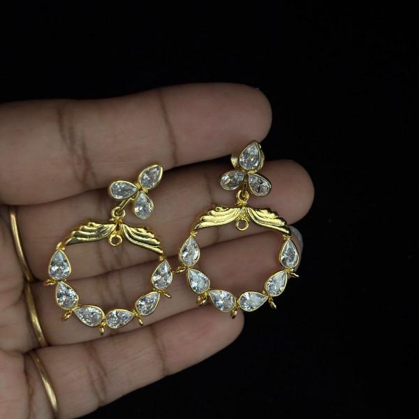 Polki Stone Two-In-One Chandbali Earrings, Colours available, Set of 1 Pair