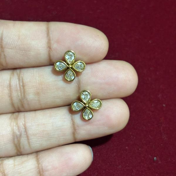 Mehandhi Finish 4 Stone Flowers, Set of 1 pair , Colours Available