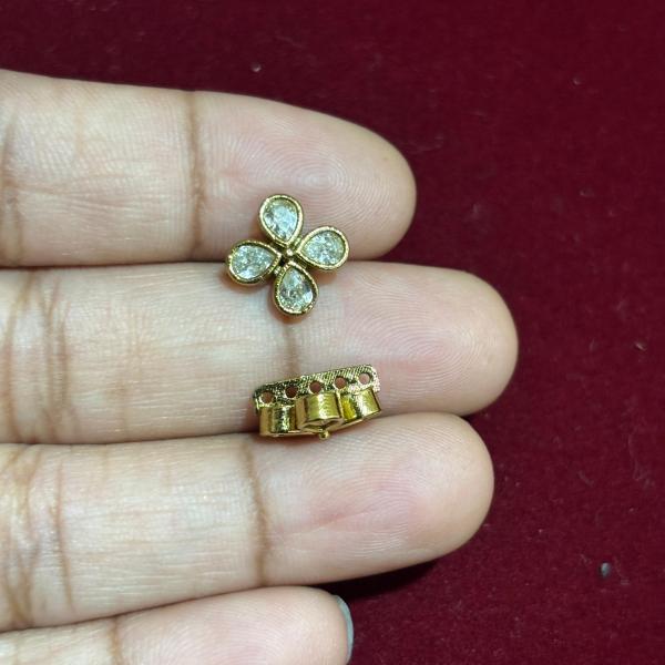 Mehandhi Finish 4 Stone Flowers, Set of 1 pair , Colours Available