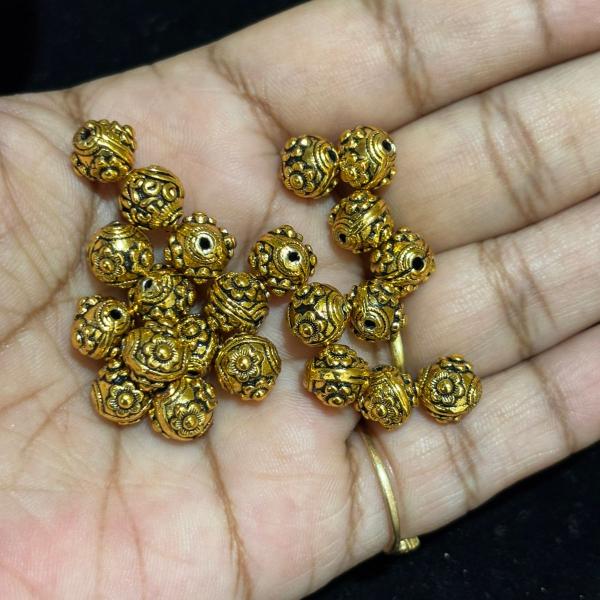 Antique finish round shape Nakshi Balls 8mm x 8mm