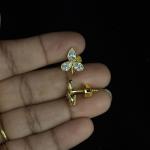 Gold Finish 3 Polki Stone Changeable Studs with screw back, set of pair