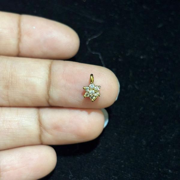 Antique Finish White Stone Small Star Flower Charms, sold by 1 pc, Minimum Qty 2 pcs