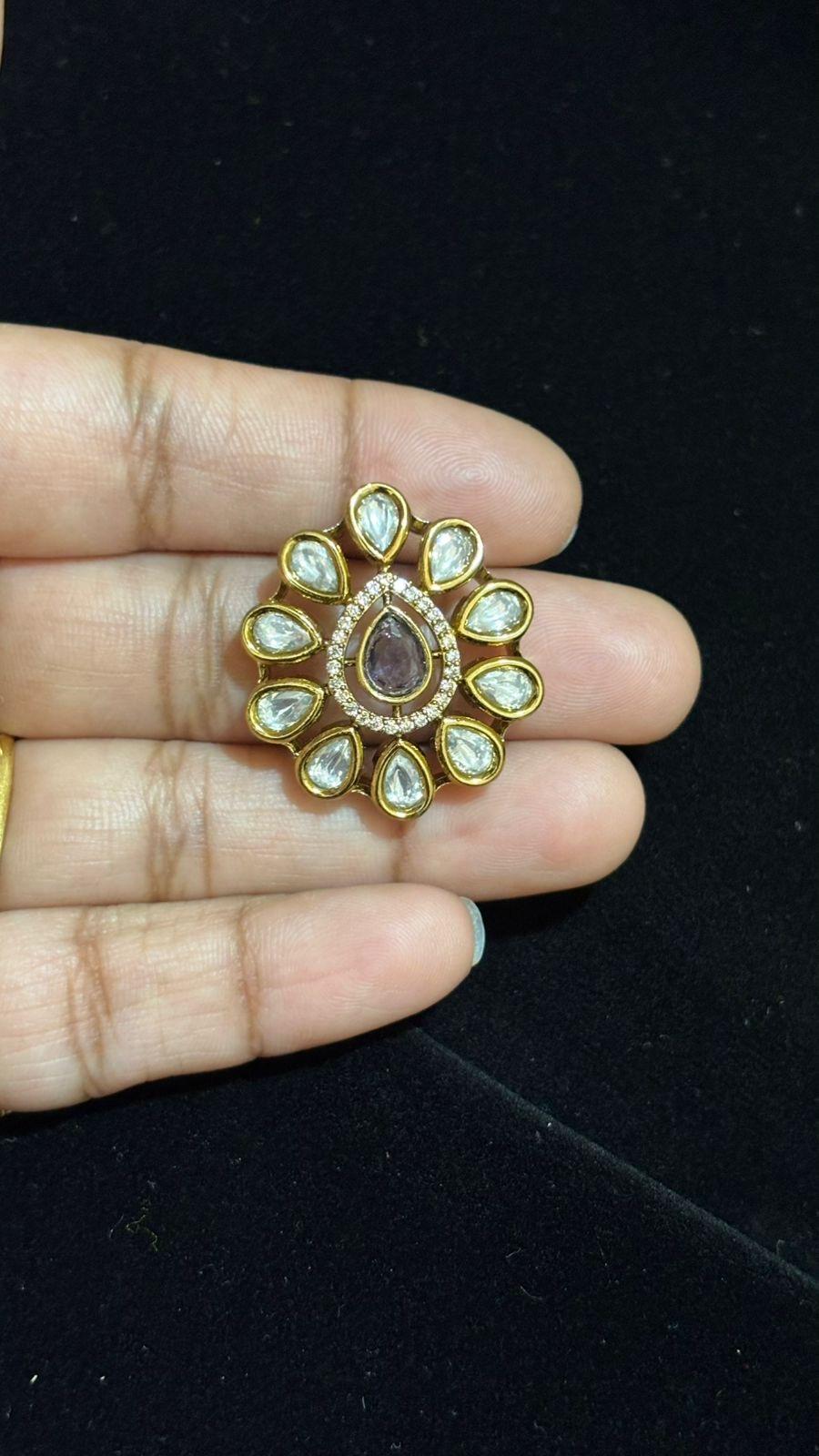 White Stone Big Drop Shape Side Pendant ,sold by 1 pc