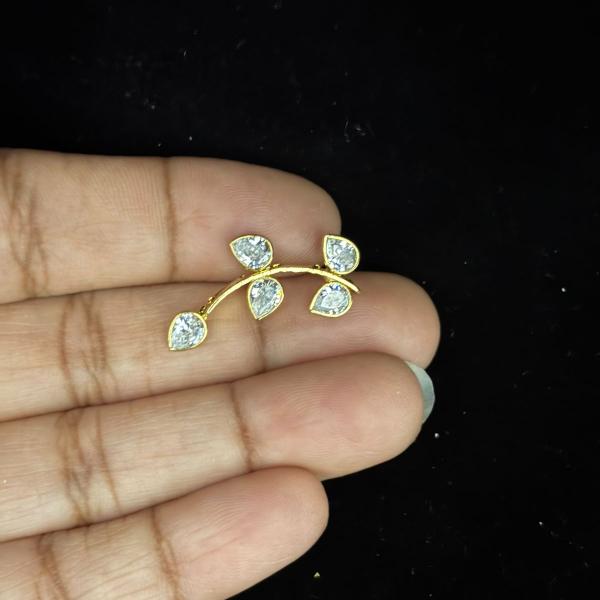 Gold Finish Leaf Model 5 Stone Polki Pendant with 5 holes