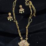 Double line Long Chandra haram chain with pendant