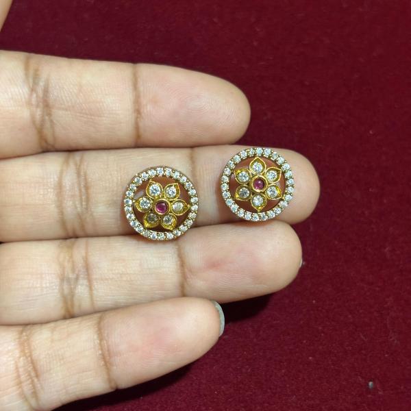 Mehandi Finish Side Pendants ,set 1 pair (pink and green available)