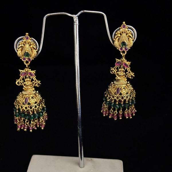 Gold Finish Butta's with hydro bead hangings, Set of 1 Pair, Colours Available