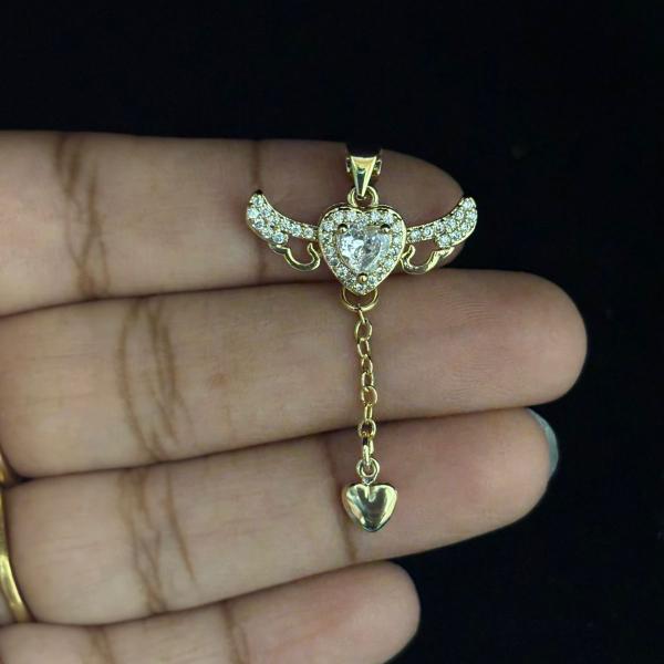 Anti Tarnish Heart with wings Pendant, Sold by 1 pc