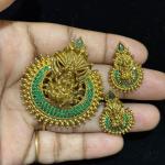 Laxmi Devi and Adishesha Pendant with Earrings