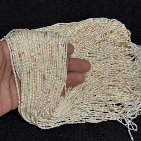 Sugar Beads Cream Shade  Baby pink mix 1.5x2mm, Minimum Order Qty 5 lines