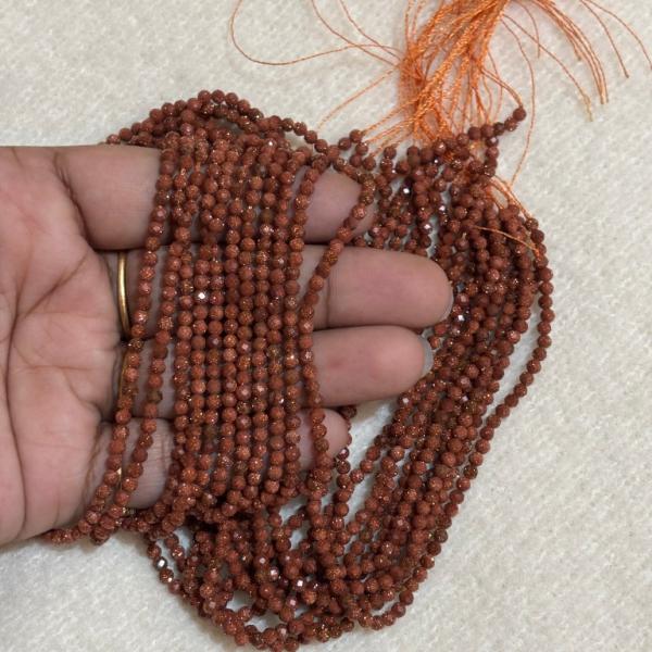 sun stone beads   zink colour 3mm