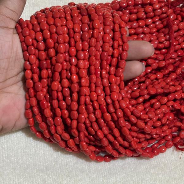 Corals Oval  4x7mm, Minimum Order Qty 2 lines