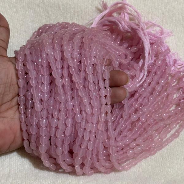 Monalisa Flat oval shape Beads  Baby Pink 4.5x7mm, Minimum Order Qty 2 lines