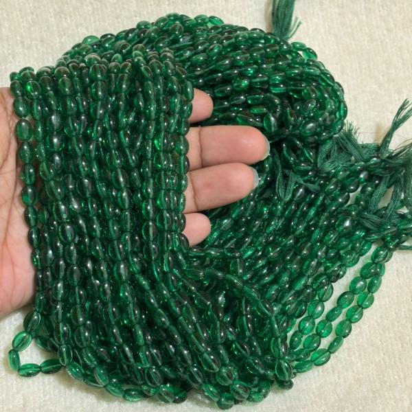 Monalisa Flat oval shape Beads green 4.5x7mm, Minimum Order Qty 2 lines