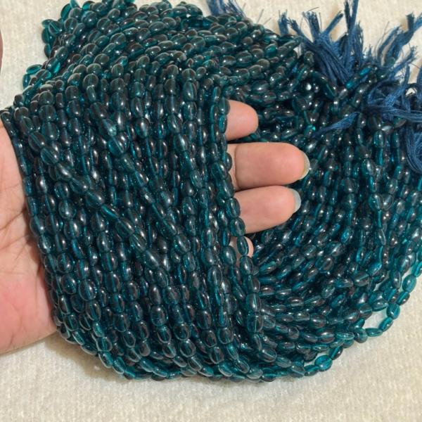 Monalisa Flat oval shape Beads  Krishna Blue 4.5x7mm, Minimum Order Qty 2 lines