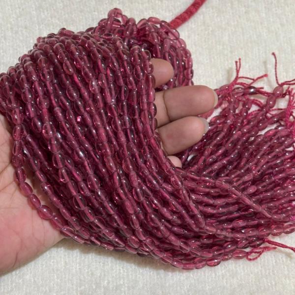 Monalisa Flat oval shape Beads  Pink 4.5x7mm, Minimum Order Qty 2 lines