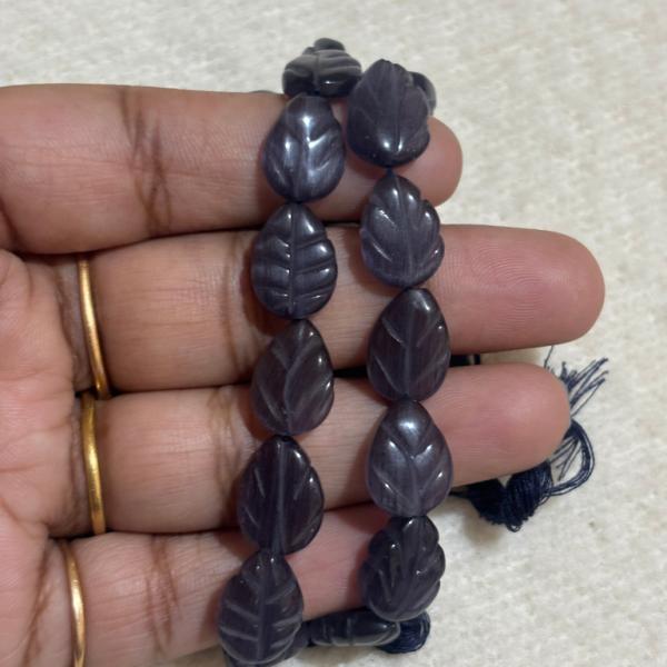 Monalisa Leaf Shape Purple  Beads 10 x 14mm 12 inch