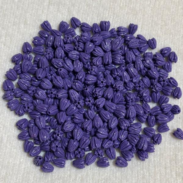 Coral Replica Synthetic Beads, Tulip Shape, 8x7mm, Purple, Pack Of 20 Pcs
