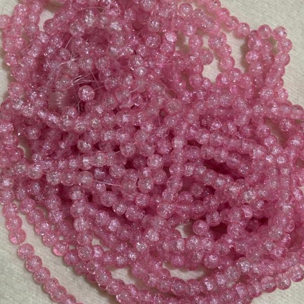 Crackle Beads Plain Baby pink 8.2x7.5mm