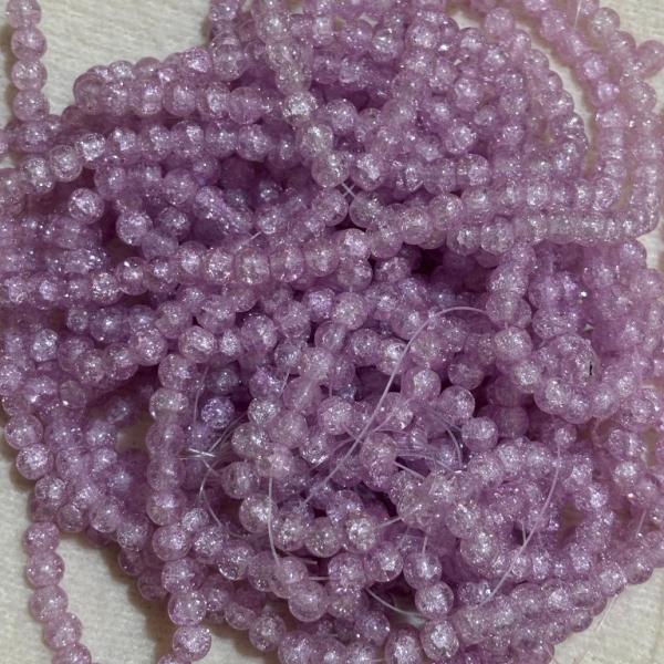 Crackle Beads Plain Light Purple 8.2x7.5mm