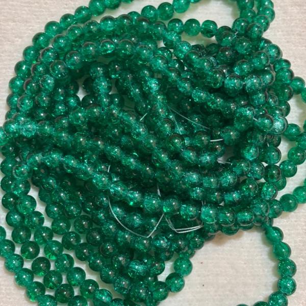 Crackle Beads Plain Green 8.2x7.5mm