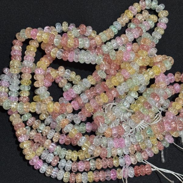 Crackle Beads Premium spring Pastel Rondelle Shape 4.4x7.8mm
