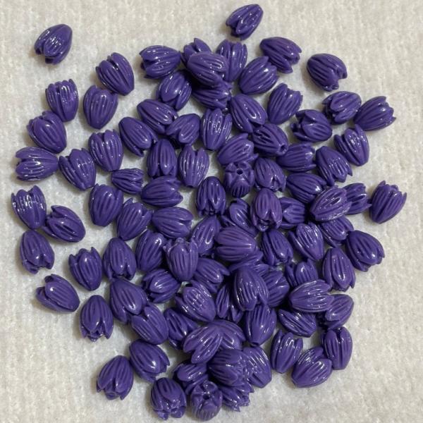 Coral Replica Synthetic Beads, Tulip Shape, 10x8mm Purple, Pack Of 10 Pcs