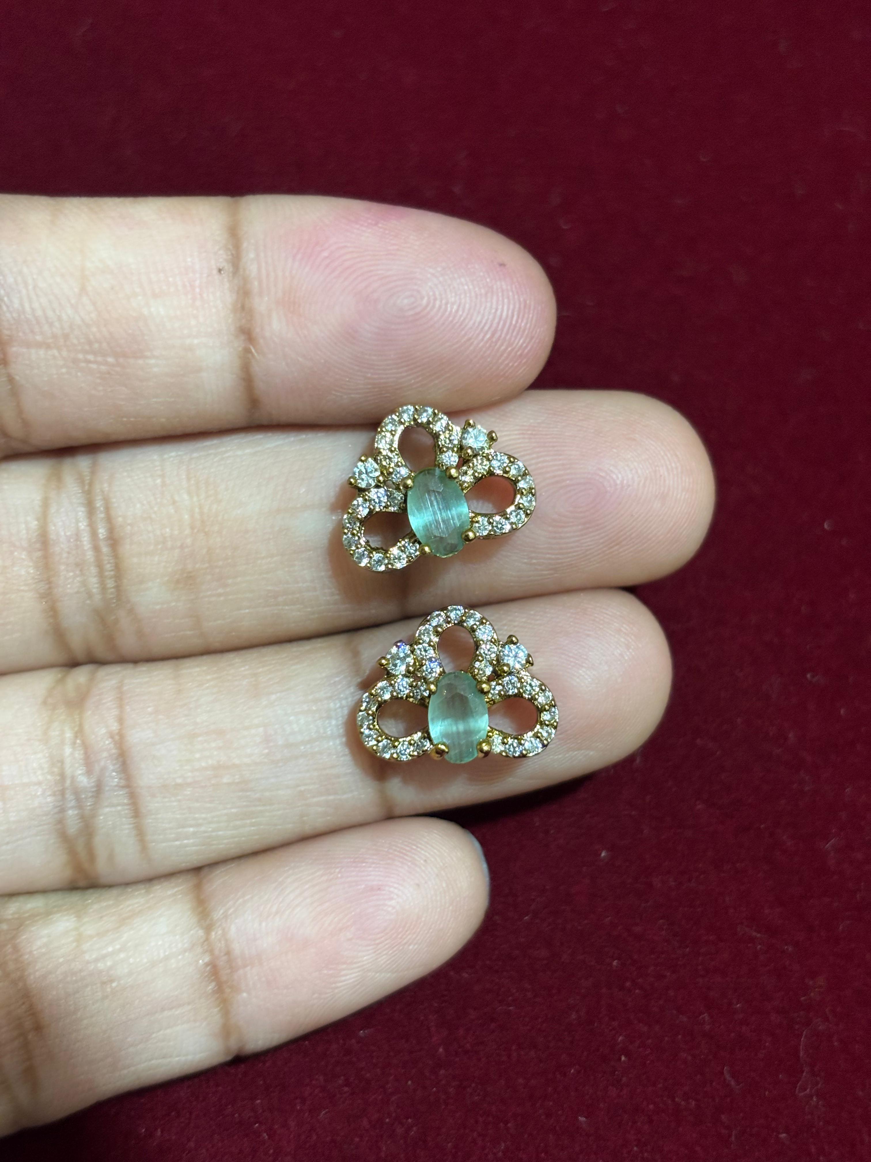 Mehandi Finish Small Side Pendants ,set of 1 pair, Colours available