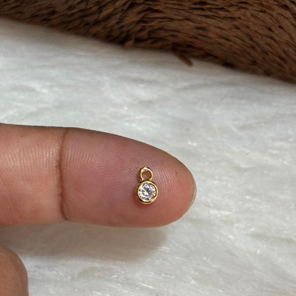Micro plated Single stone round shape mini drop charms
