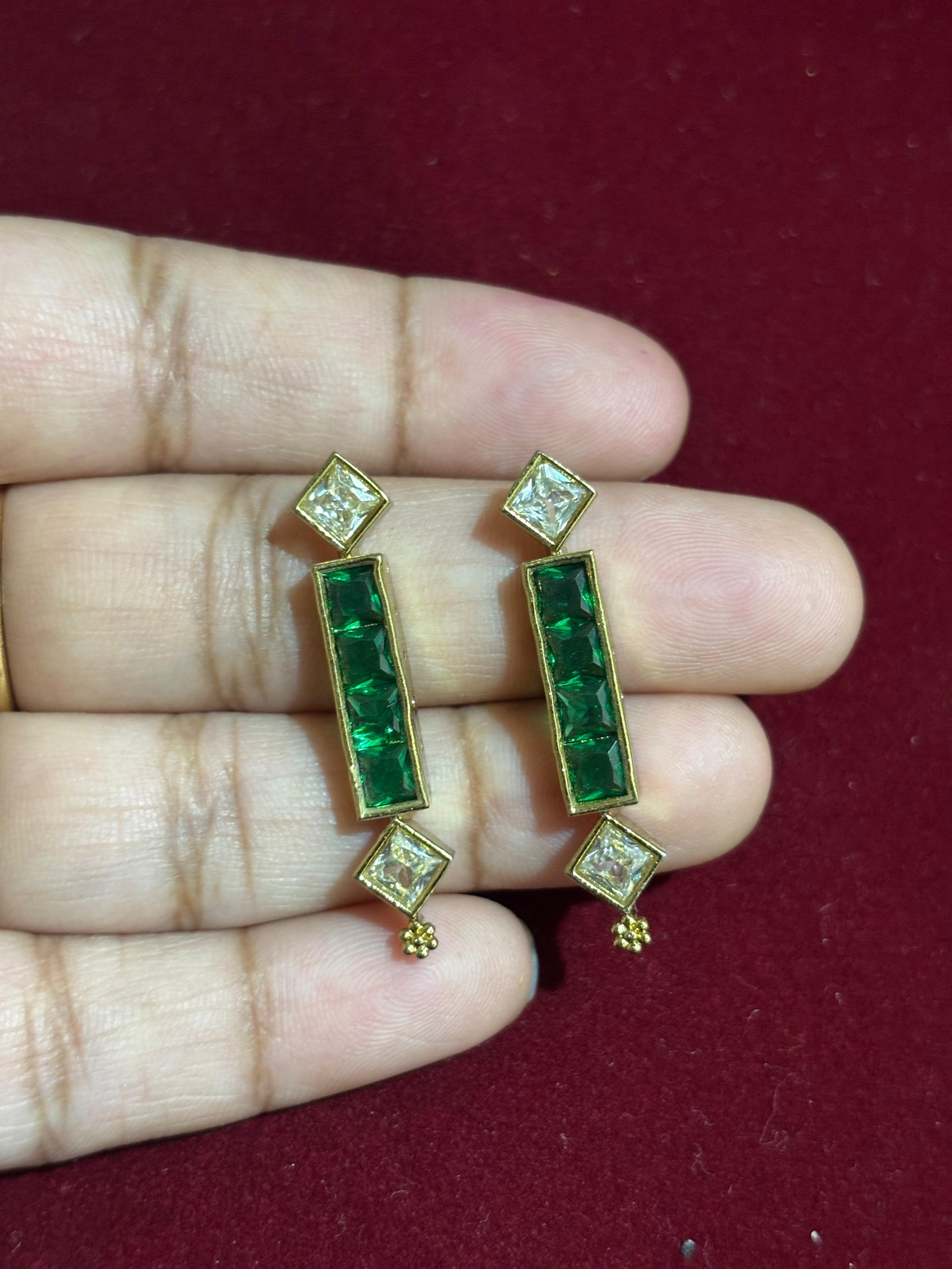 Stone Line Bar Pendants, Set of Pair, Colours available