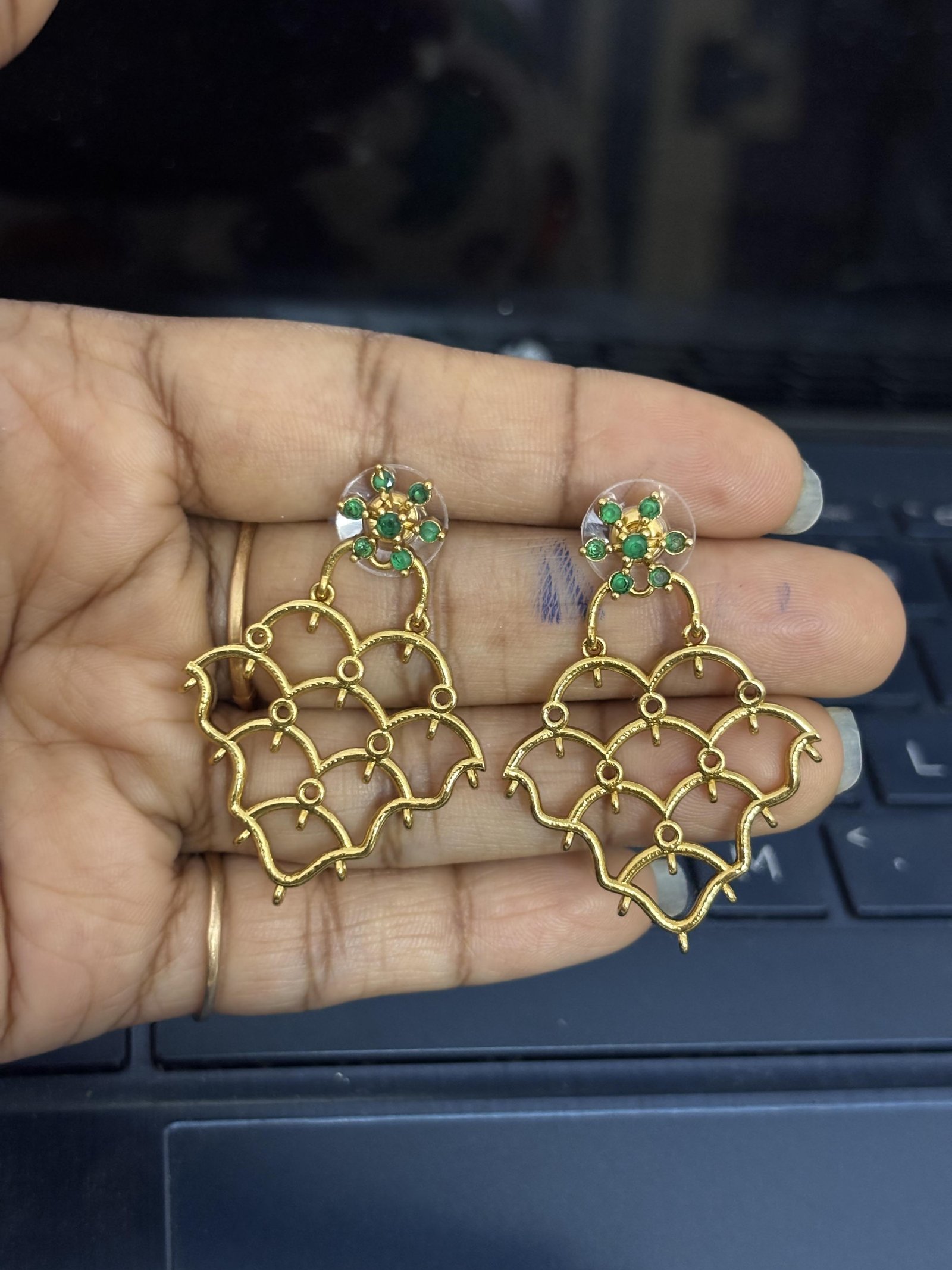 Gold Finish layer Earrings , colours available , select Colour, set of pair