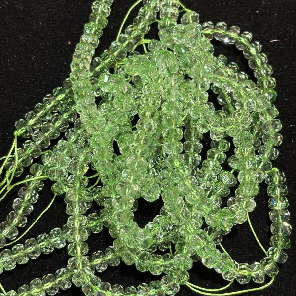 Light Parrot Green Crystal Glass Rondelle Shape Beads 6 X 11 mm