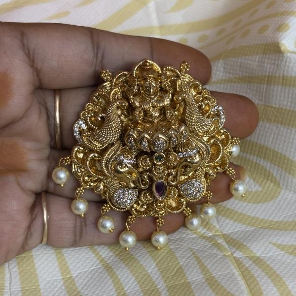 Premium Nakshi Finish Lakshmi Devi Pendant with Earings