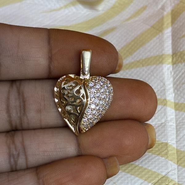 Anti-Tarnish CZ Open Heart Pendant, Sold by 1 Pc
