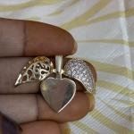 Anti-Tarnish CZ Open Heart Pendant, Sold by 1 Pc
