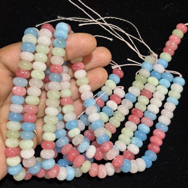 ONYX   rondelle smooth beads pastal multi colour 5mm