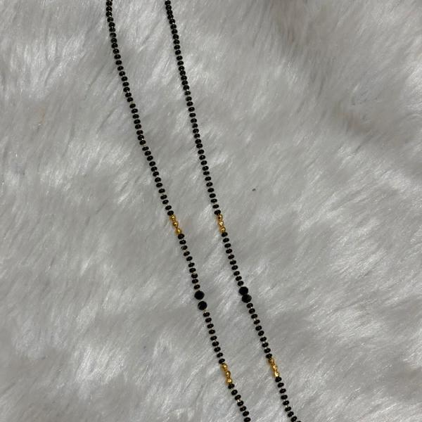 Micro Plated Short Mangalsutra Black Beads Single line
