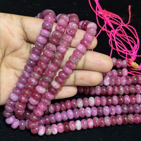 ONYX   rondelle smooth beads pink colour 5mm