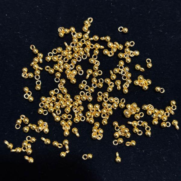 Gold Colour Hanging Metal Balls 3mm , Sold by 10gm
