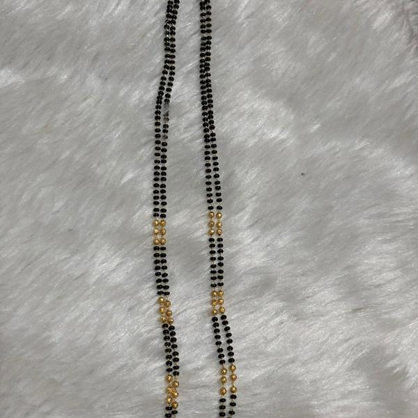 Micro Plated Short Mangalsutra Black Beads Double line
