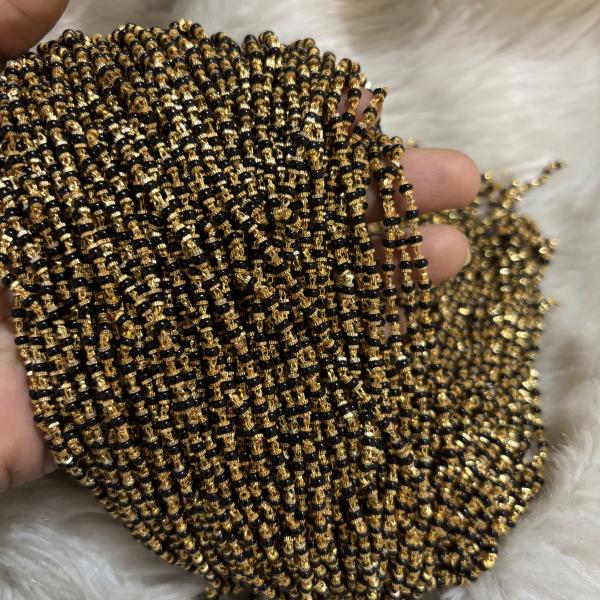 Micro Plated Customized Black Beads Chain 28 to 30 inch's