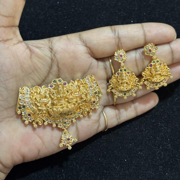 Micro Plated Lakshmi devi Pendant with Earrings