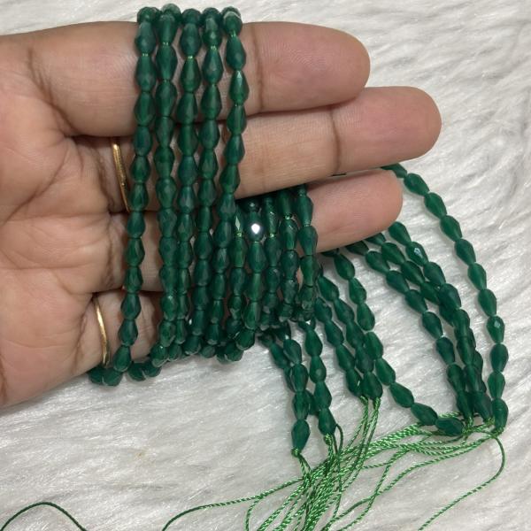 CZ Drop Beads Green Colour  3.5 X 6 mm