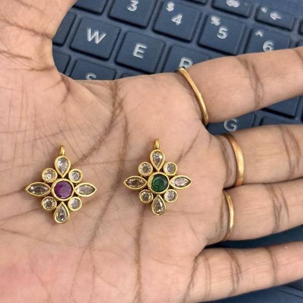 Gold Finish Small Pendant with one connector, Sold by 1 Pc