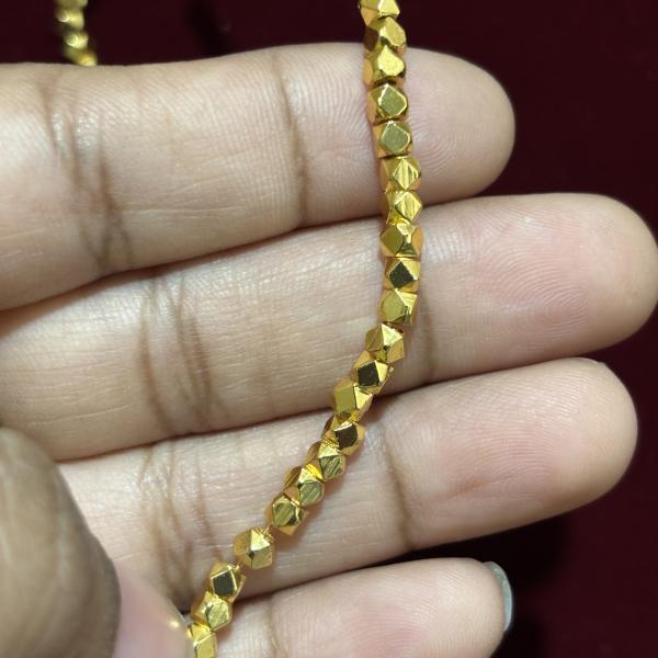 Micro Plated Hexagon Beads 4mm, sold by 1 String.