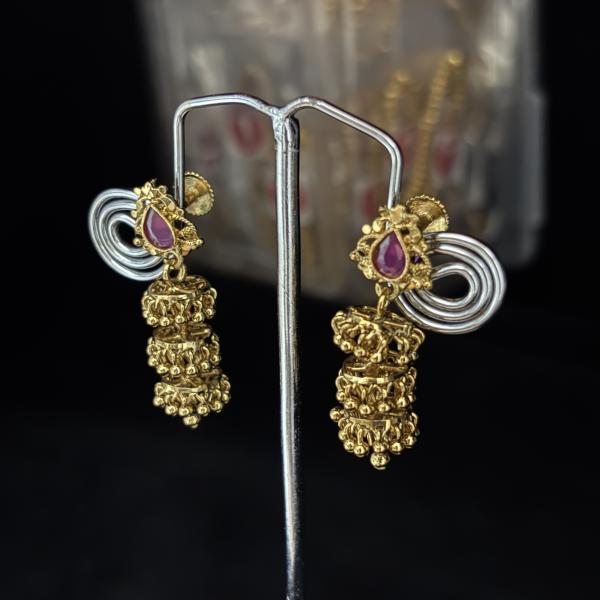 Gold Replica 3 layers Butta Earings  ,set of 1 pair