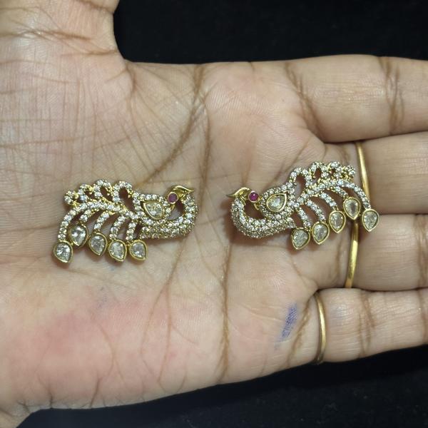 Victorian Peacock Side Pendants, set of 1 pair